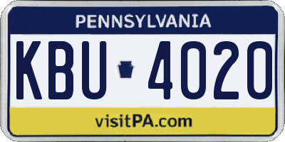 PA license plate KBU4020