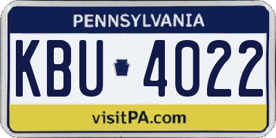 PA license plate KBU4022