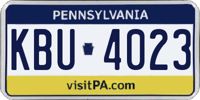 PA license plate KBU4023