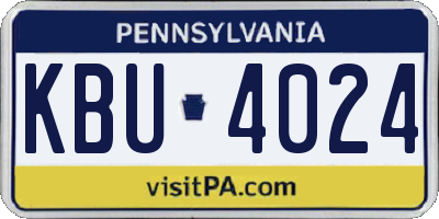 PA license plate KBU4024