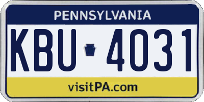 PA license plate KBU4031