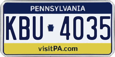 PA license plate KBU4035