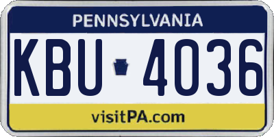 PA license plate KBU4036