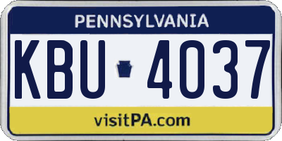 PA license plate KBU4037