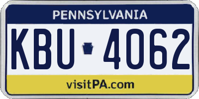 PA license plate KBU4062