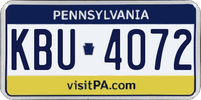 PA license plate KBU4072
