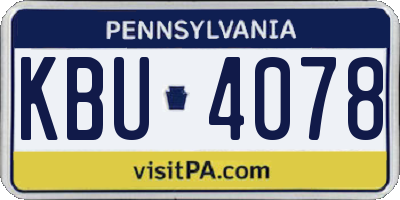 PA license plate KBU4078