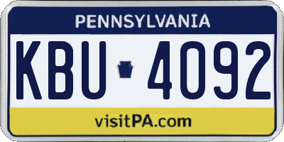 PA license plate KBU4092