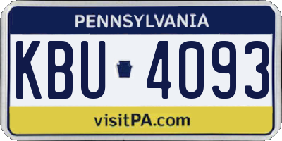 PA license plate KBU4093