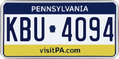 PA license plate KBU4094