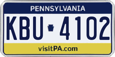 PA license plate KBU4102