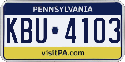 PA license plate KBU4103