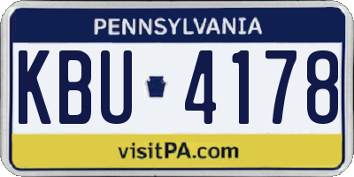 PA license plate KBU4178