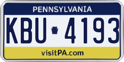 PA license plate KBU4193