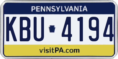 PA license plate KBU4194