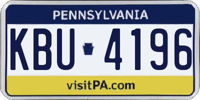 PA license plate KBU4196