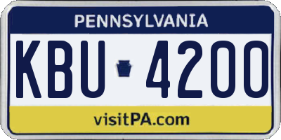 PA license plate KBU4200