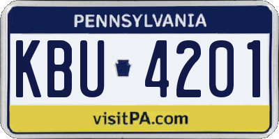 PA license plate KBU4201
