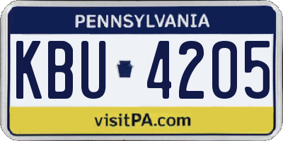 PA license plate KBU4205