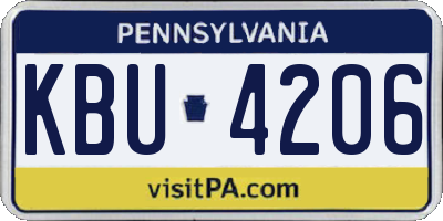 PA license plate KBU4206
