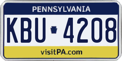 PA license plate KBU4208