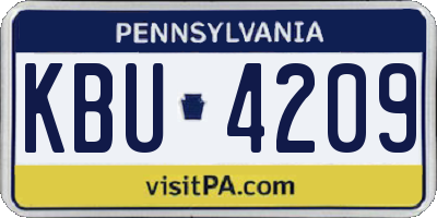PA license plate KBU4209
