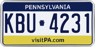 PA license plate KBU4231