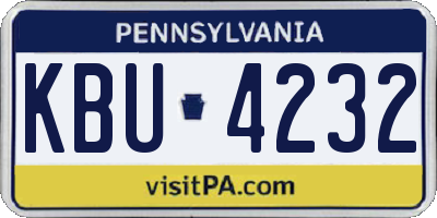 PA license plate KBU4232