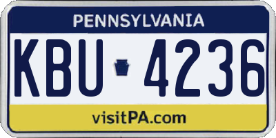 PA license plate KBU4236