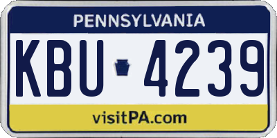 PA license plate KBU4239