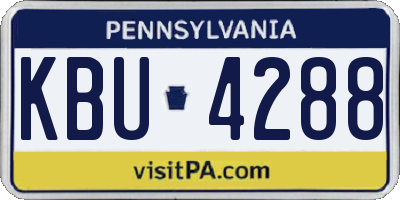 PA license plate KBU4288