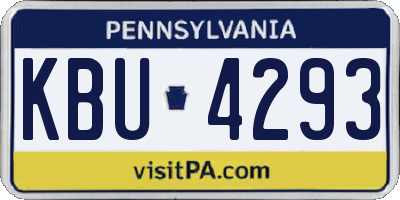PA license plate KBU4293