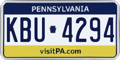 PA license plate KBU4294