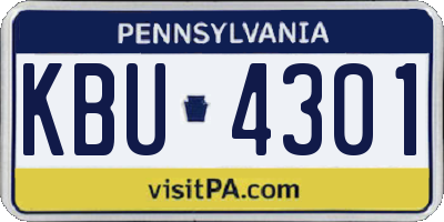 PA license plate KBU4301