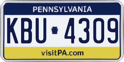 PA license plate KBU4309