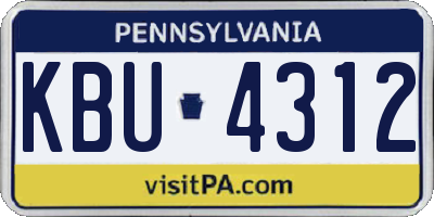 PA license plate KBU4312