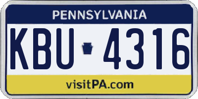 PA license plate KBU4316