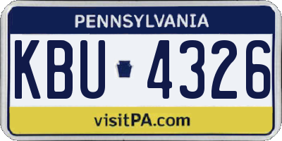 PA license plate KBU4326