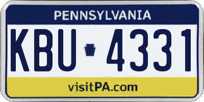 PA license plate KBU4331