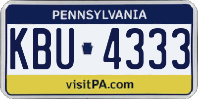 PA license plate KBU4333