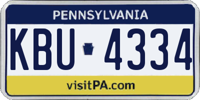 PA license plate KBU4334