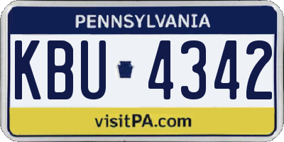 PA license plate KBU4342