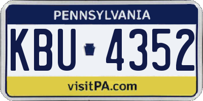 PA license plate KBU4352
