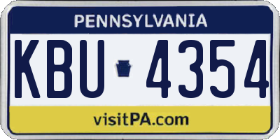 PA license plate KBU4354