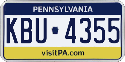 PA license plate KBU4355
