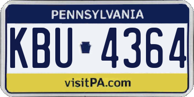 PA license plate KBU4364