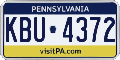 PA license plate KBU4372