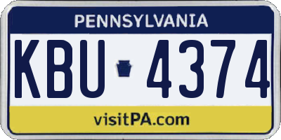 PA license plate KBU4374