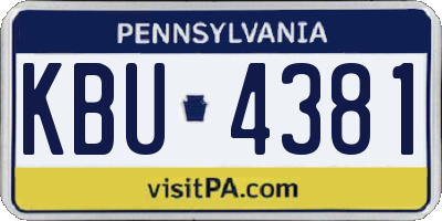 PA license plate KBU4381