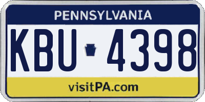 PA license plate KBU4398
